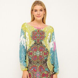 Petit Pois by Viviana Paisley Mandela Print Elegant Tunic Top Size L